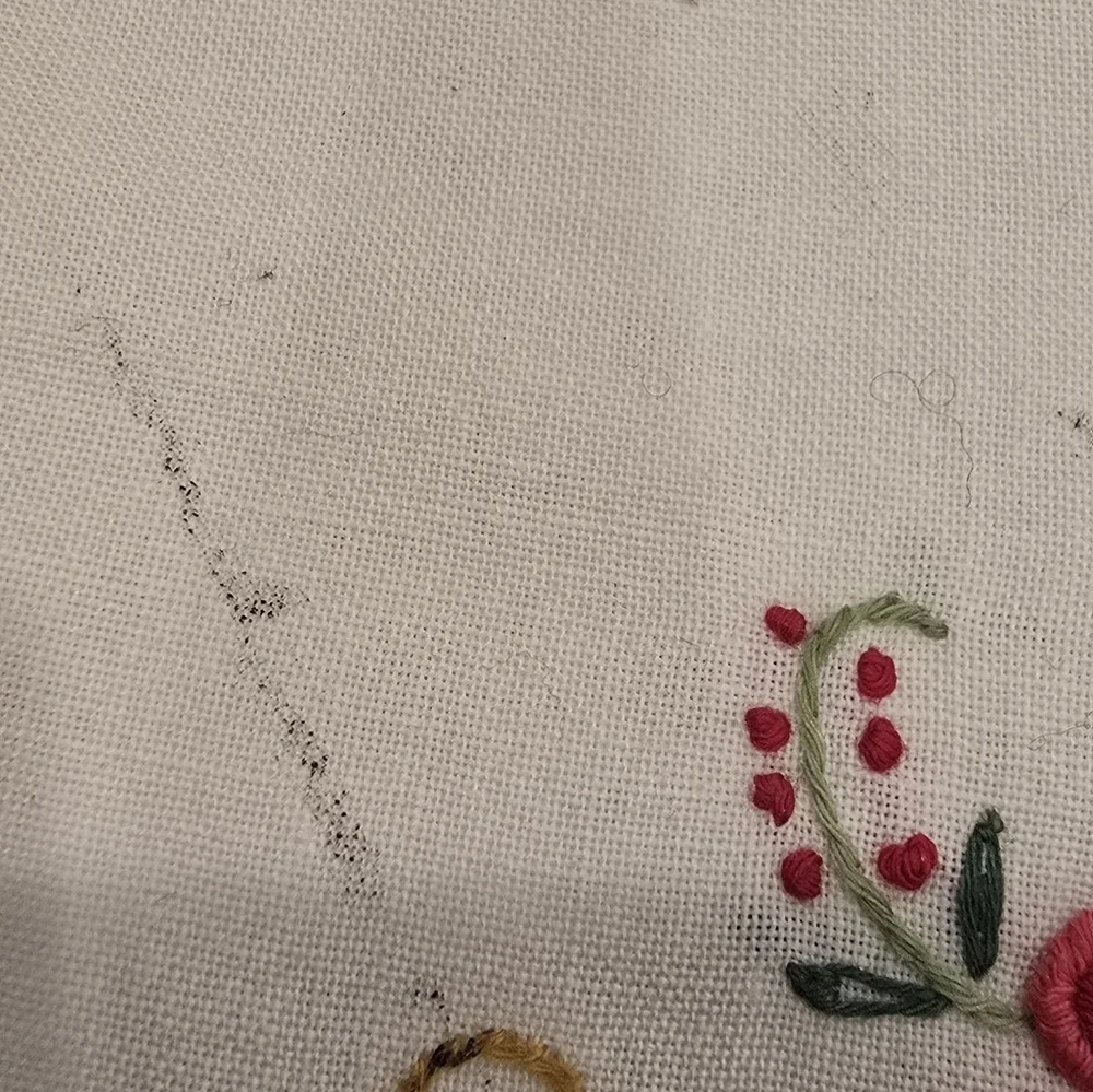 Embroidered Cotton Finger Towel Flowers & Crocheted Edge NWT Vtg